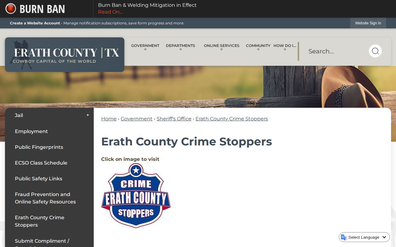Erath County Crime Stoppers wanted tip information