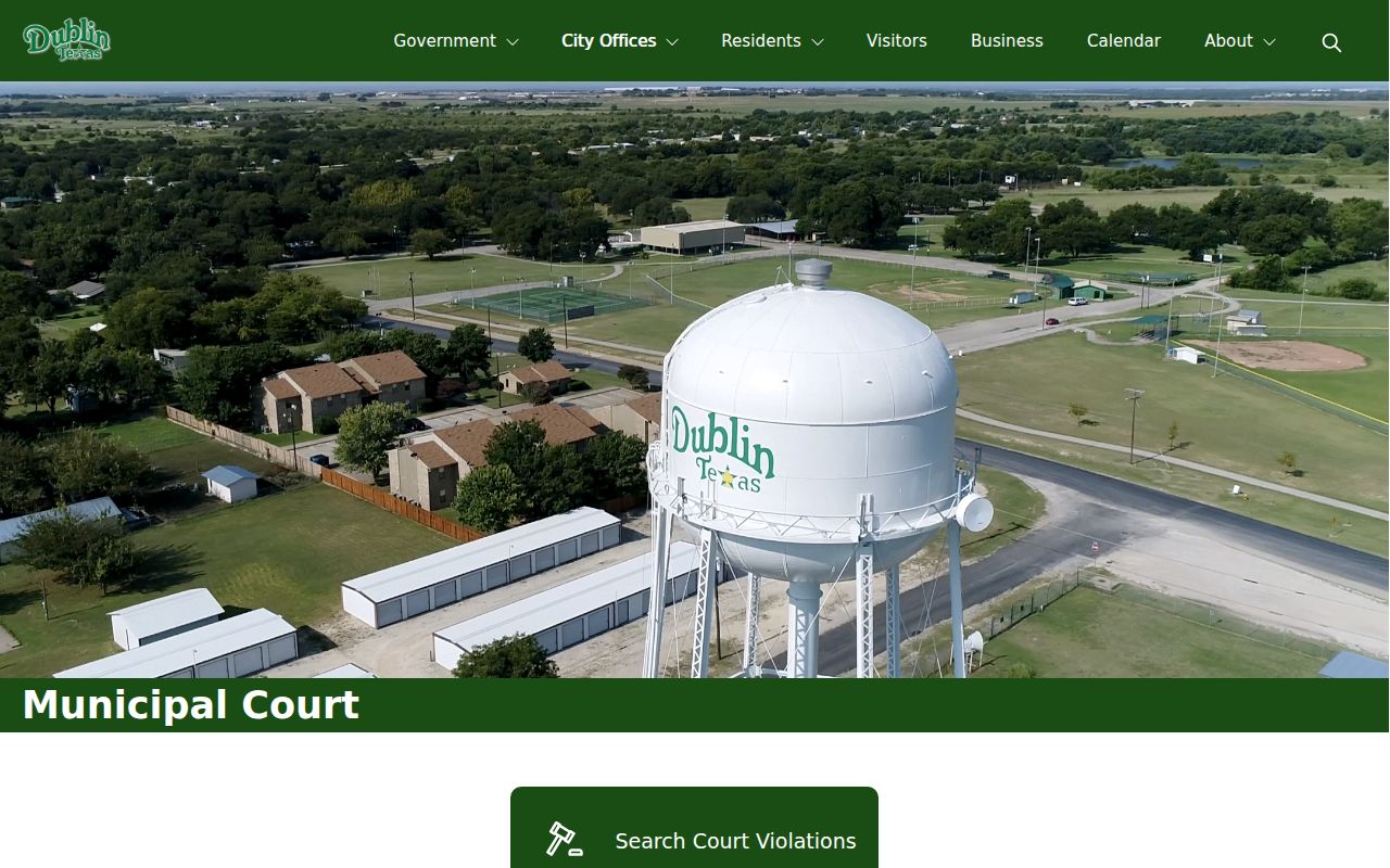 Dublin Municipal Court violation search, not an Erath County booking record